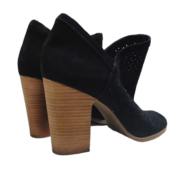 Lucky Brand Black Suede Leather Peep Toe High Heel Bootie Women's Size 9.5 - Picture 4 of 9